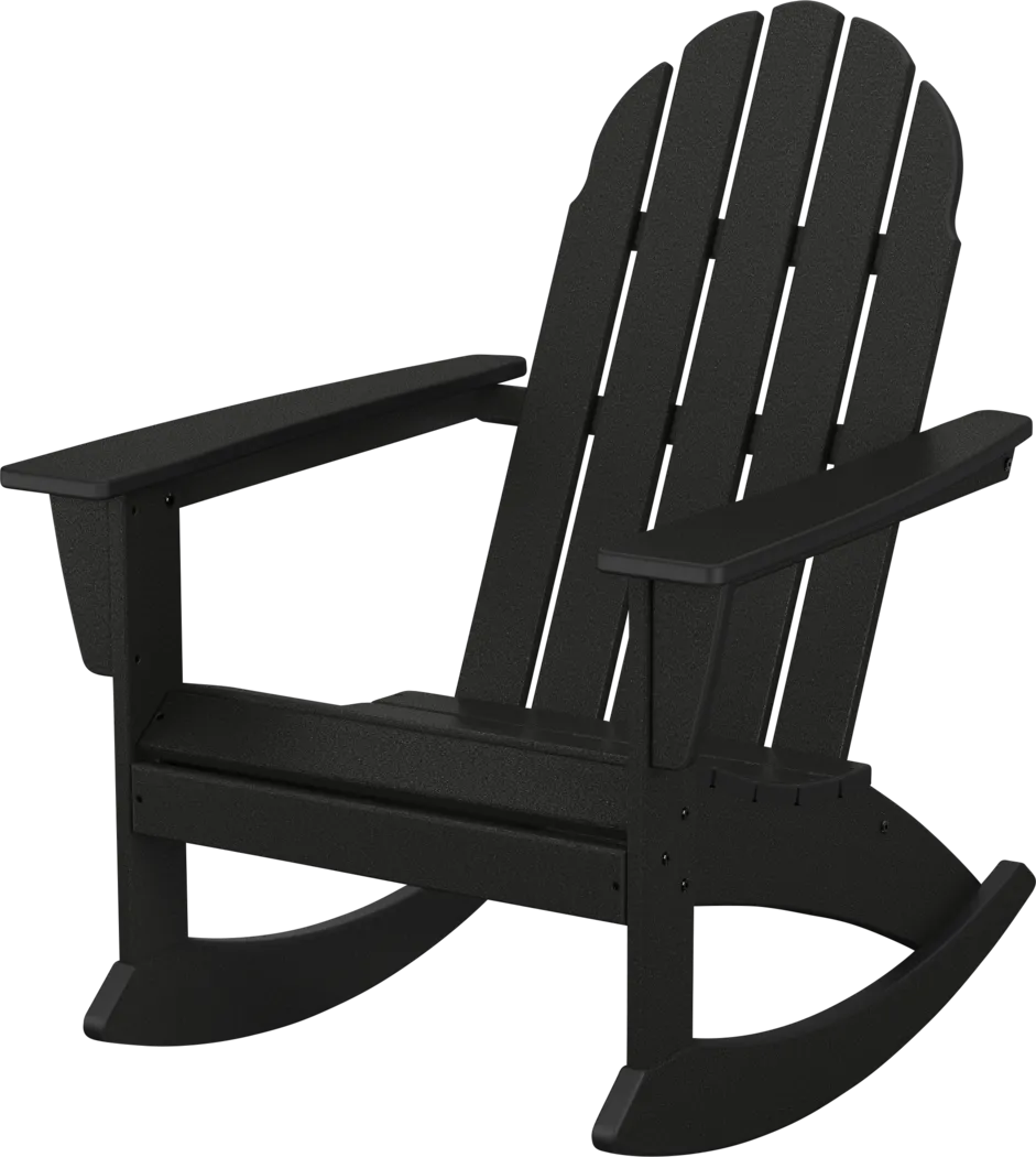 POLYWOOD Vineyard Black Outdoor Rocking Chair - Thumbnail - Image 1