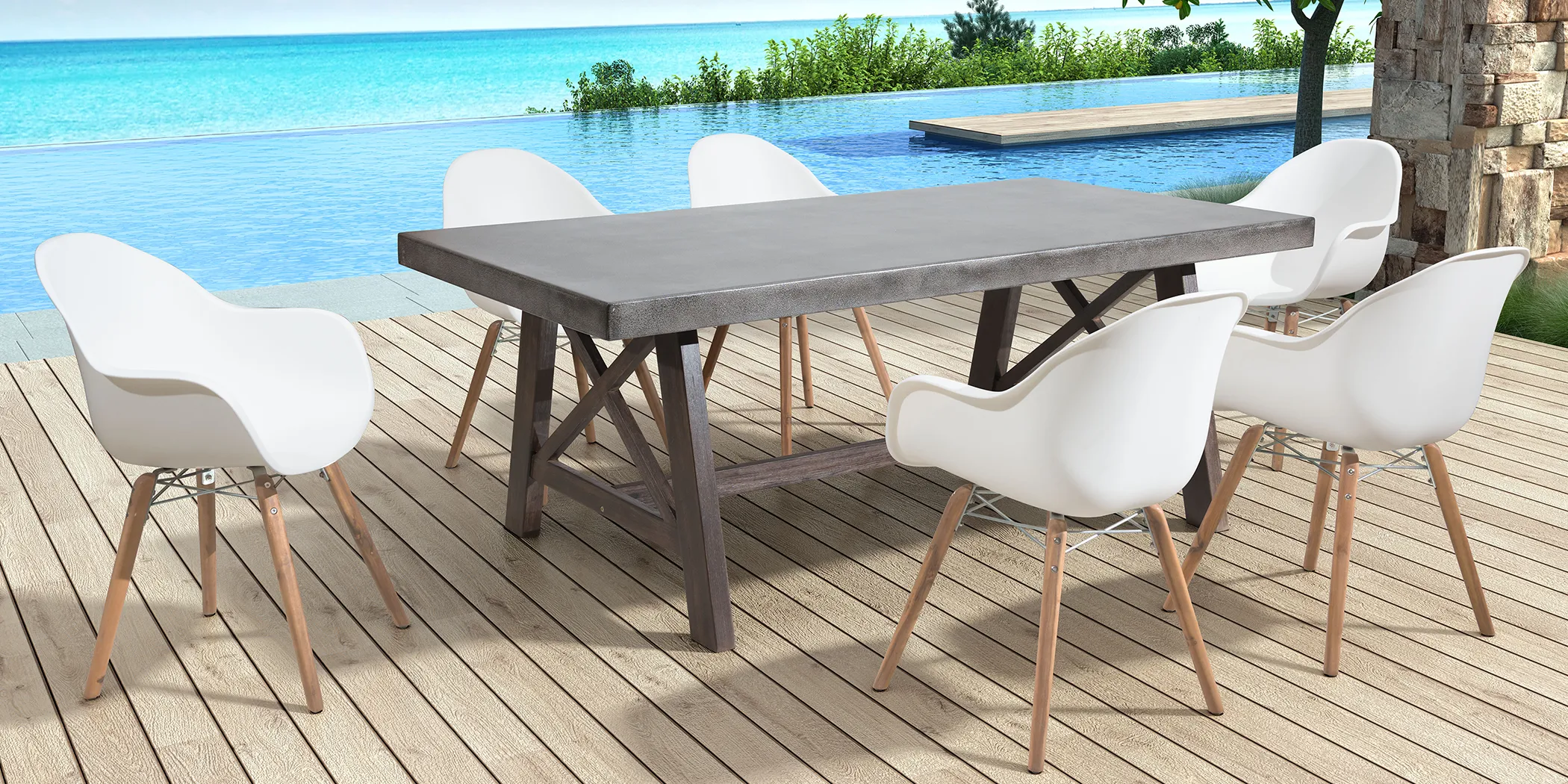 Pondfield Cove Gray 7 Pc Outdoor Dining Set - Thumbnail - Image 1