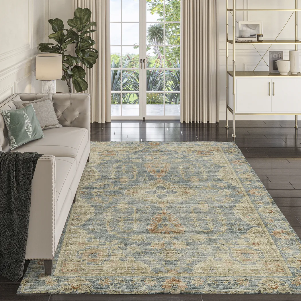 Ponpowa Teal 5' x 7'6 Rug - Thumbnail - Image 2