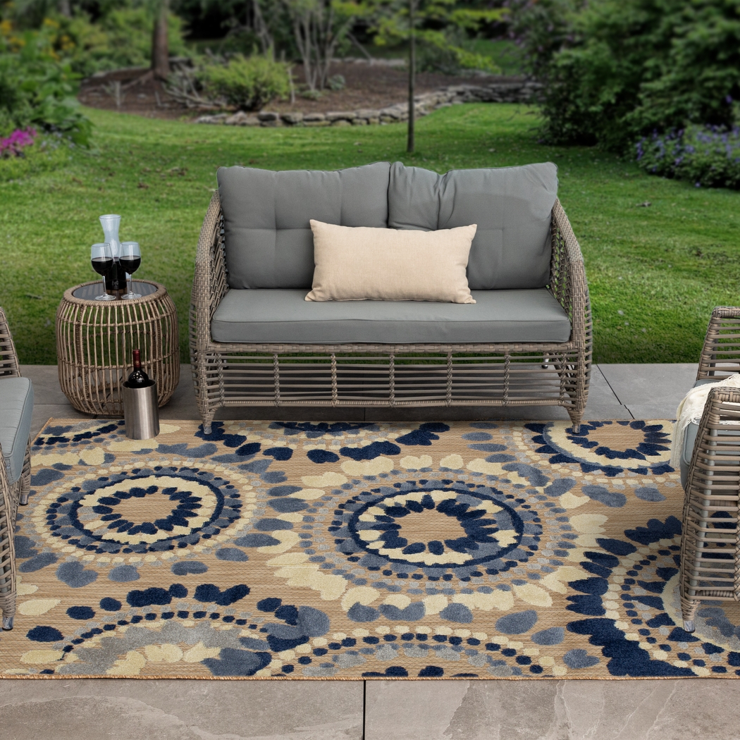 Ponsard Coast Blue 7'10 x 10' Indoor/Outdoor Rug - Thumbnail - Image 2