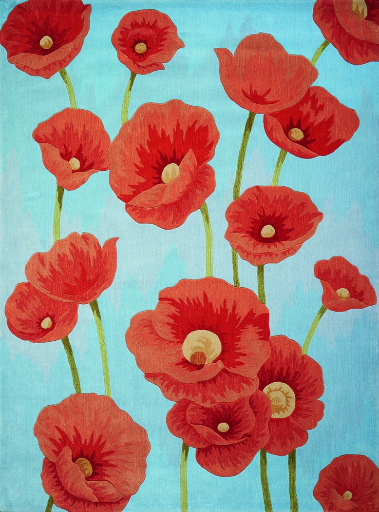 Kids Poppies In Bloom Blue 5' x 7'6 Rug - Thumbnail - Image 1