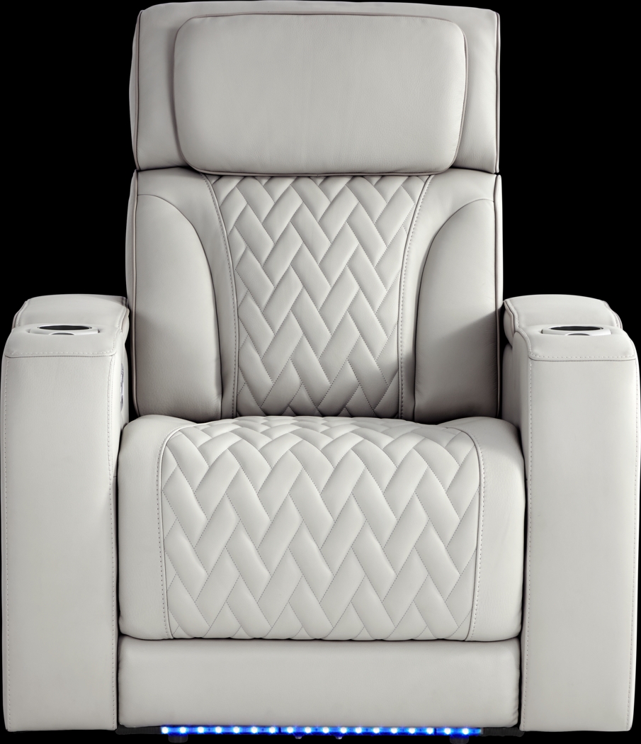 Port Royal Gray Leather Triple Power Recliner - Thumbnail - Image 2