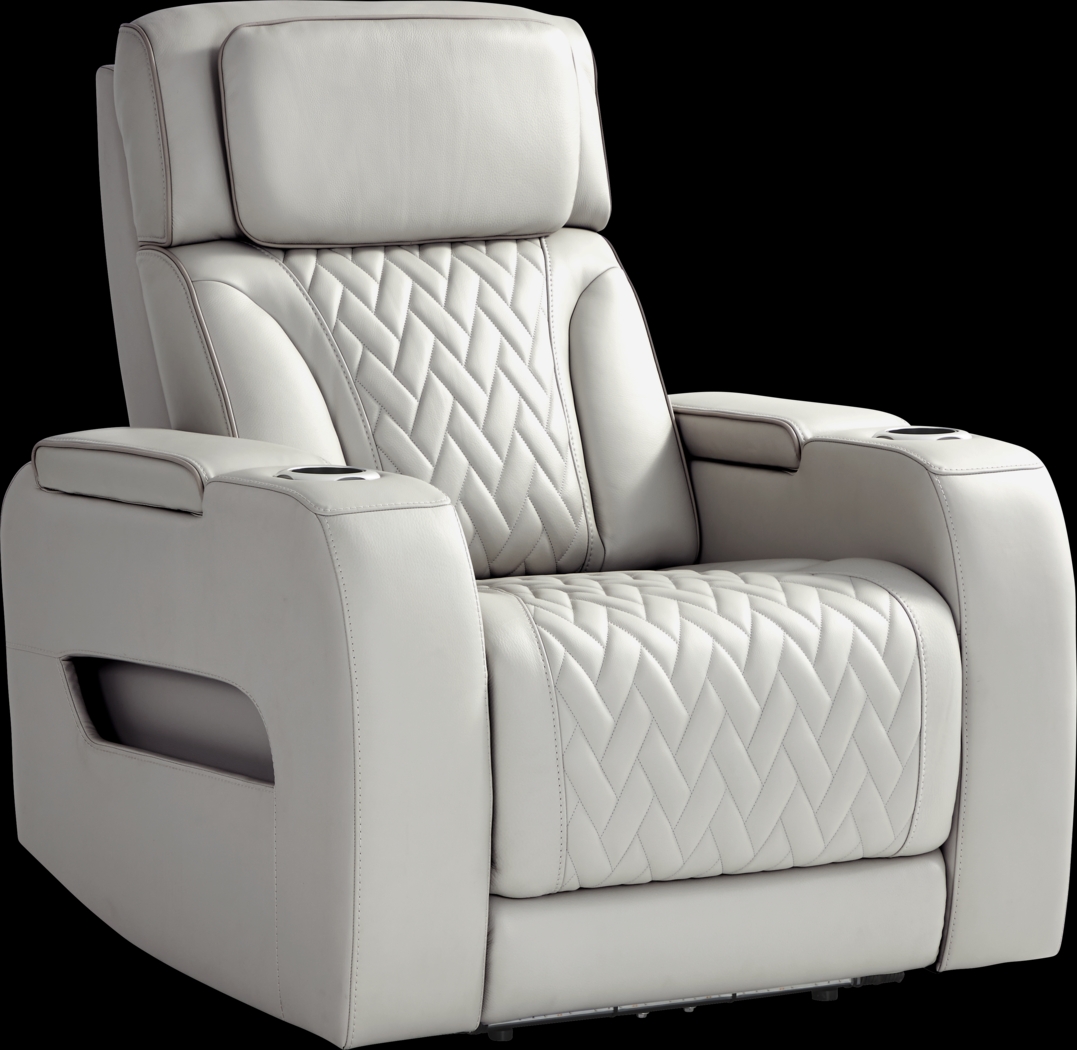 Port Royal Gray Leather Triple Power Recliner - Thumbnail - Image 3