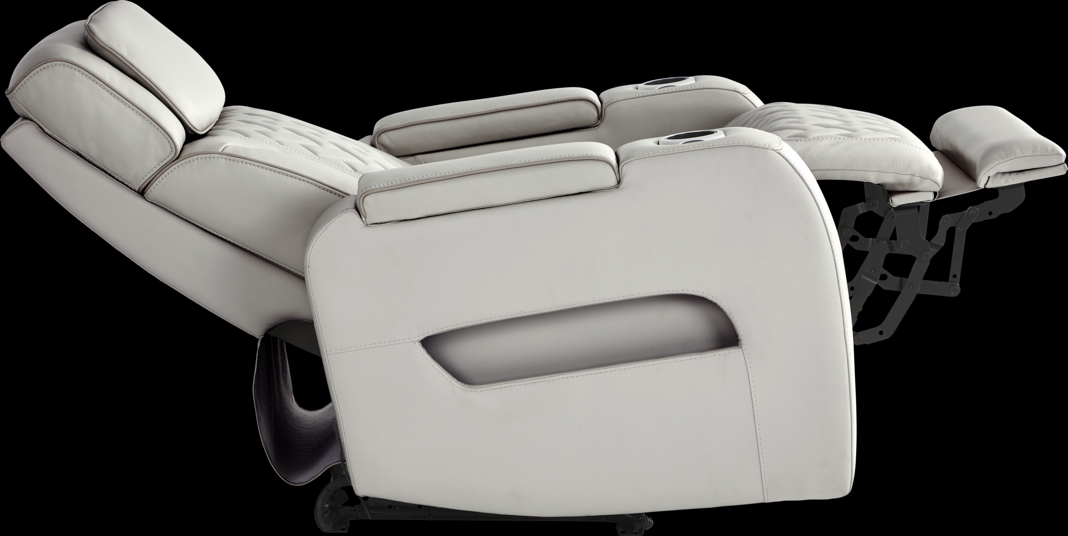 Port Royal Gray Leather Triple Power Recliner - Thumbnail - Image 4