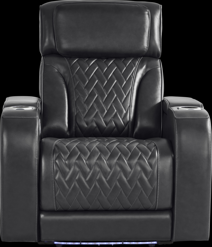 Port Royal Midnight Leather Triple Power Recliner - Thumbnail - Image 2