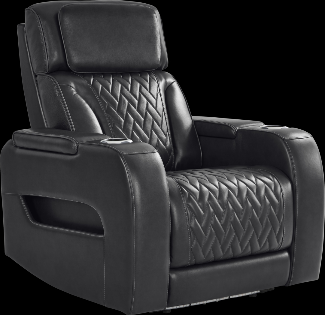 Port Royal Midnight Leather Triple Power Recliner - Thumbnail - Image 3
