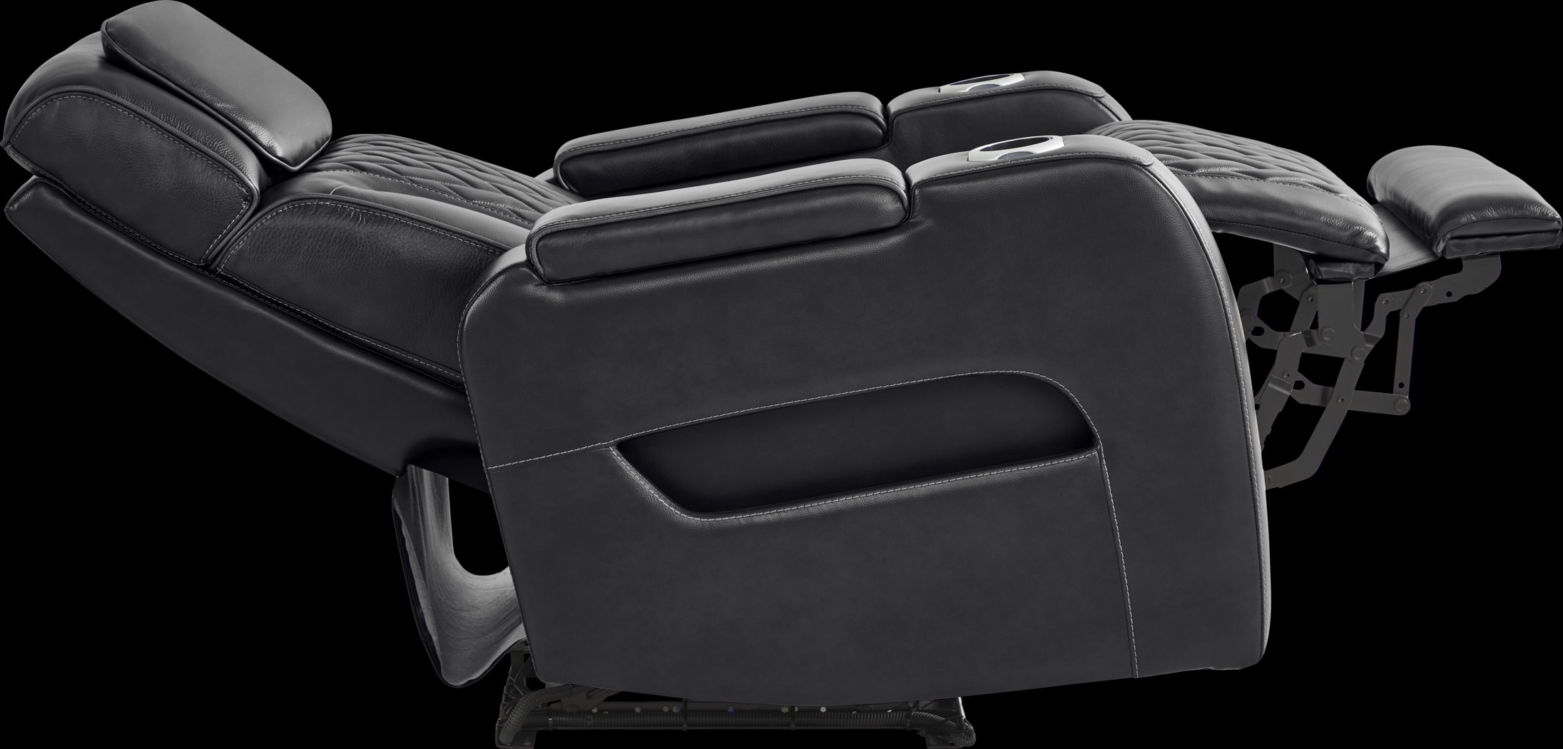 Port Royal Midnight Leather Triple Power Recliner - Thumbnail - Image 4