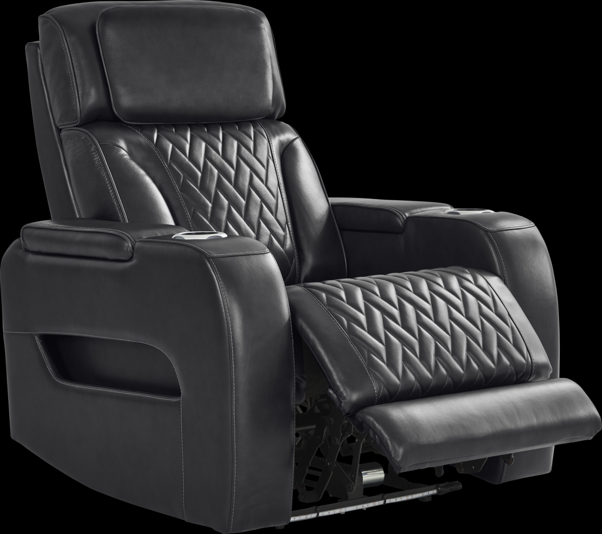 Port Royal Midnight Leather Triple Power Recliner - Thumbnail - Image 1