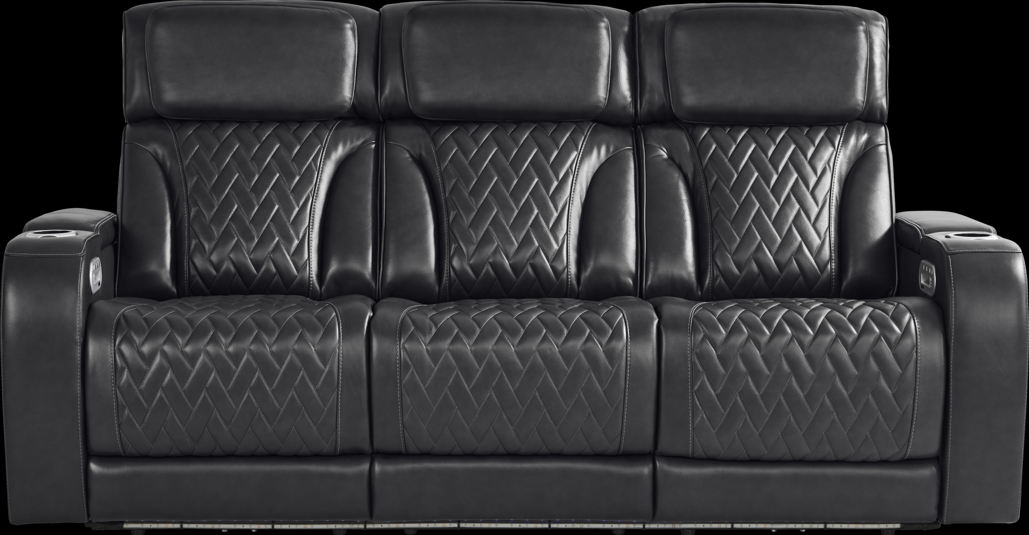 Port Royal Midnight Leather 2 Pc Living Room with Triple Power Reclining Sofa - Thumbnail - Image 3