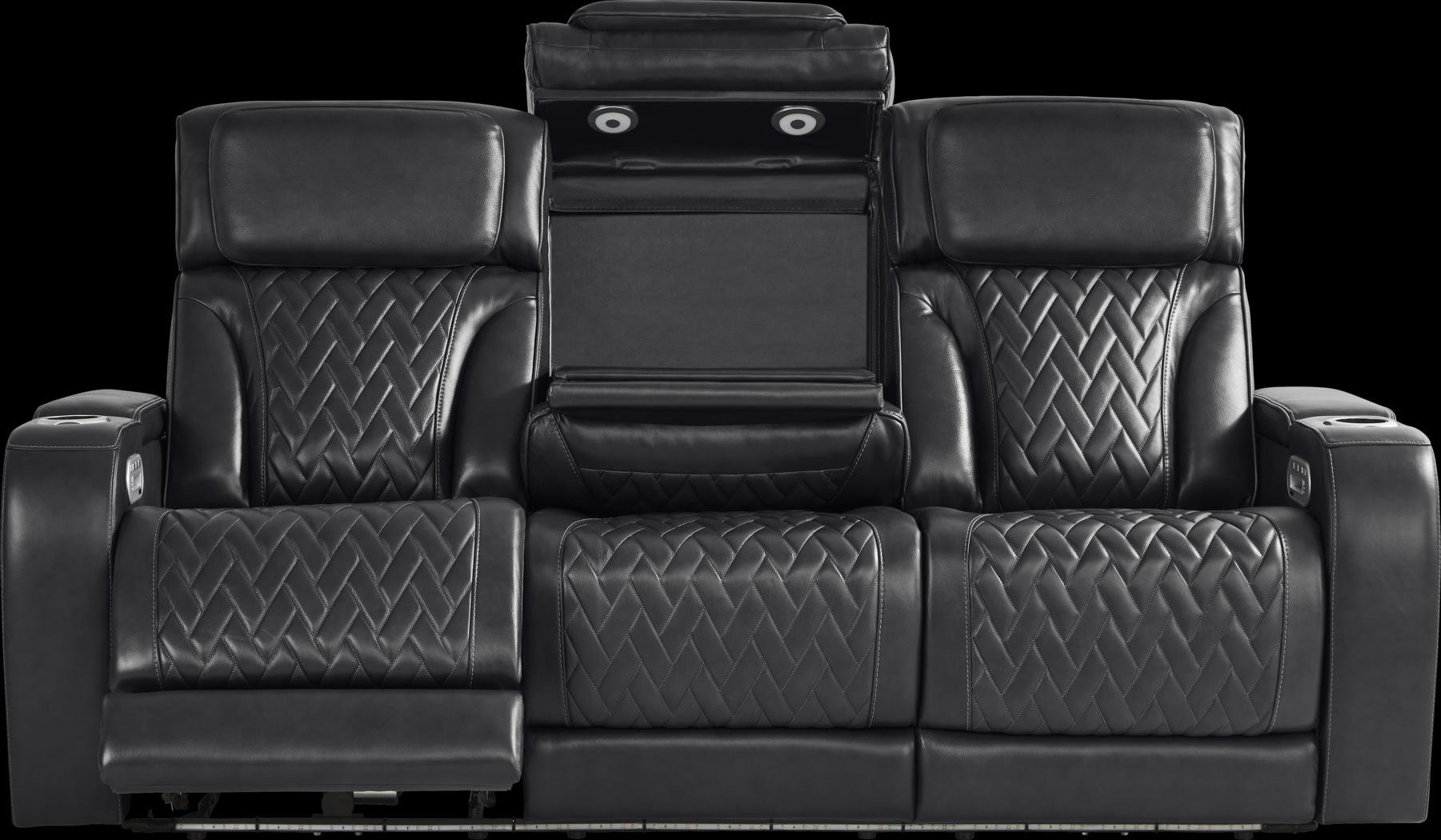 Port Royal Midnight Leather 2 Pc Living Room with Triple Power Reclining Sofa - Thumbnail - Image 4