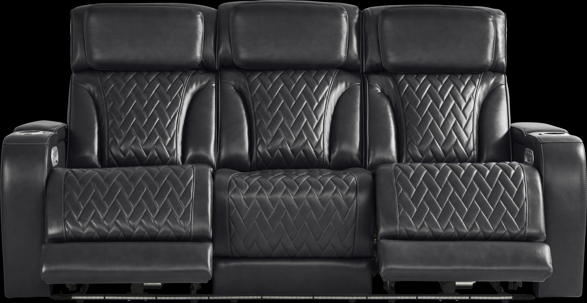 Port Royal Midnight Leather Triple Power Reclining Sofa - Thumbnail - Image 1