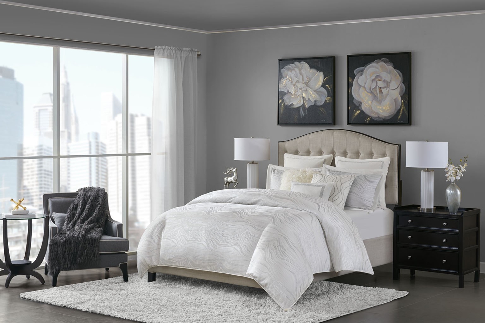 Porteous White 8 Pc Queen Comforter Set - Thumbnail - Image 10