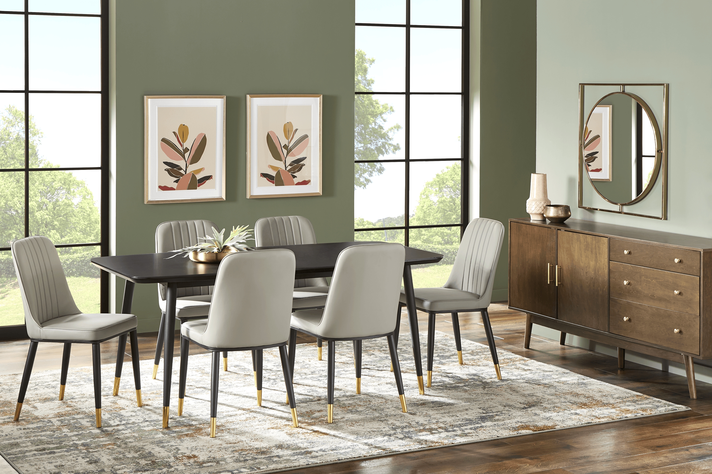 Portland Square Black Rectangle 5 Pc Dining Room - Thumbnail - Image 1