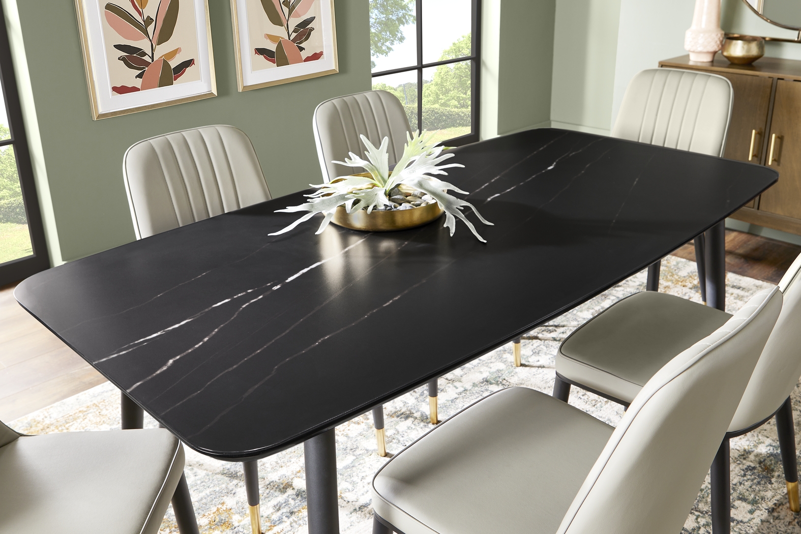 Portland Square Black Rectangle 5 Pc Dining Room - Thumbnail - Image 3