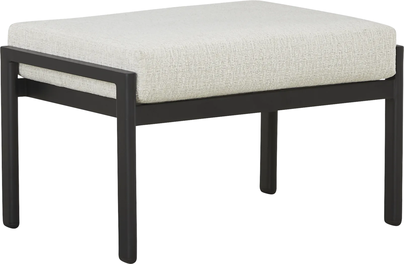 Porto Black Ottoman with Beige Cushion - Image 1
