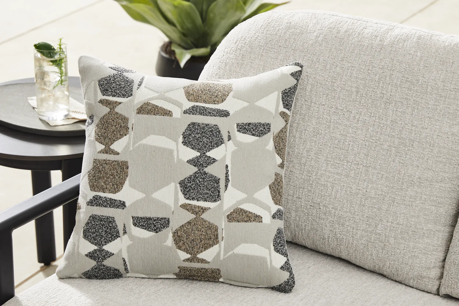 Porto Black 4 Pc Outdoor Seating Set with Beige Cushions - Image 6