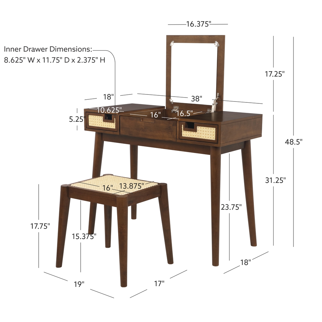 Portsher Walnut Vanity Set - Thumbnail - Image 26
