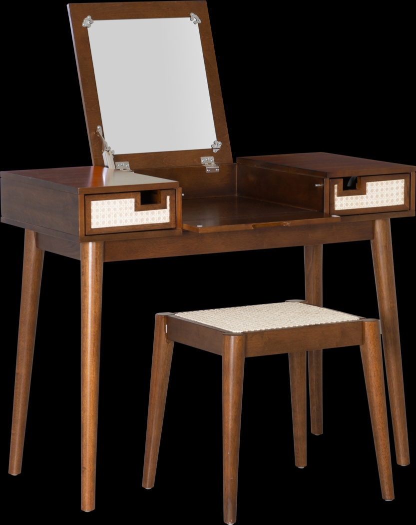 Portsher Walnut Vanity Set - Thumbnail - Image 1