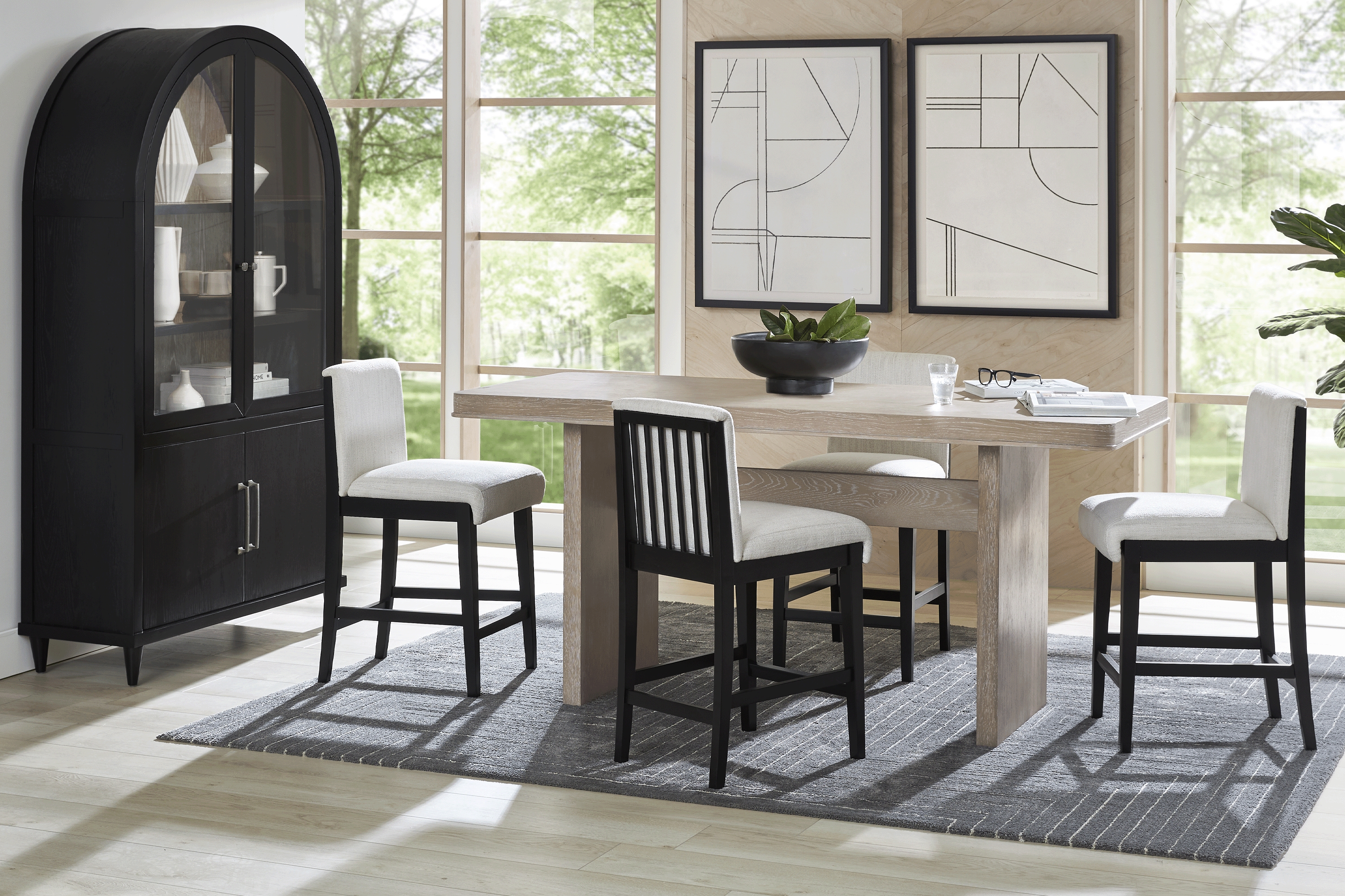 Portsmouth Natural 5 Pc Counter Height Dining Room with Black Stools - Thumbnail - Image 1