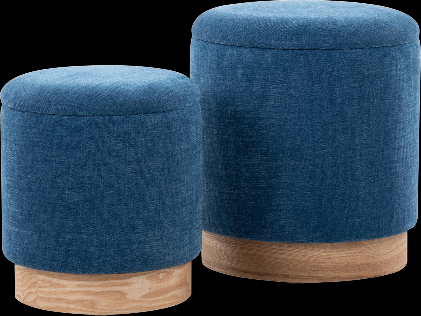 Poulnot Blue Ottoman, Set of 2 - Thumbnail - Image 1