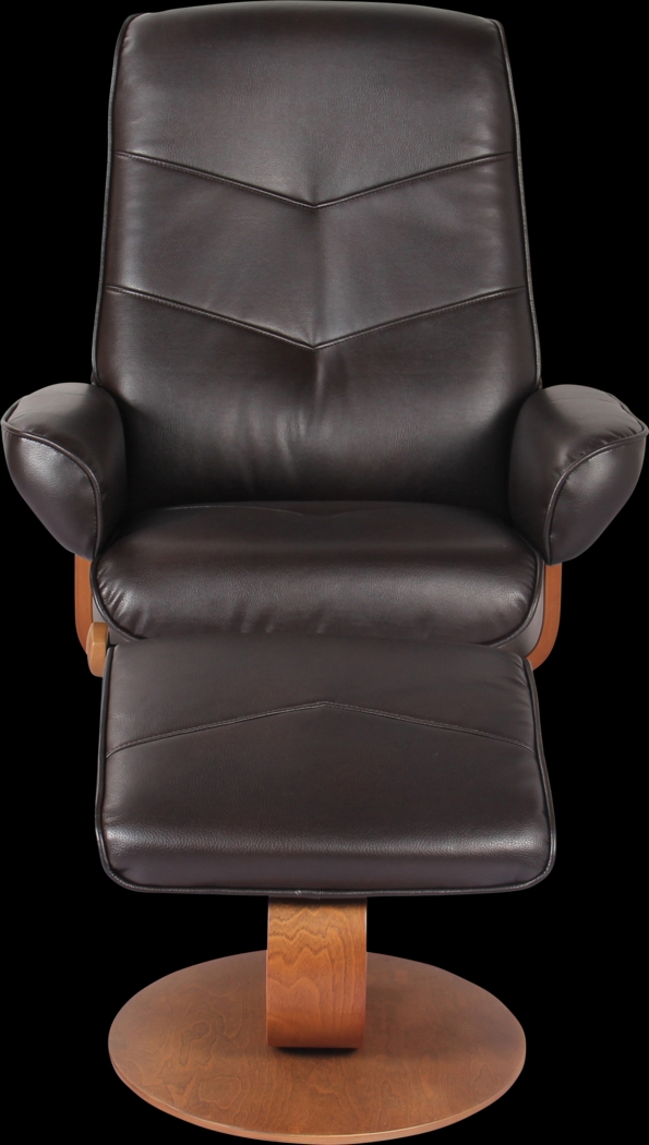Powis Brown Recliner & Ottoman - Thumbnail - Image 2