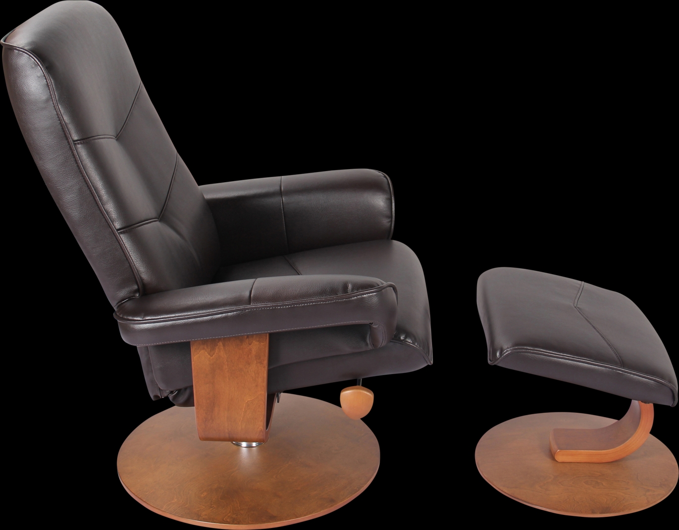 Powis Brown Recliner & Ottoman - Thumbnail - Image 3