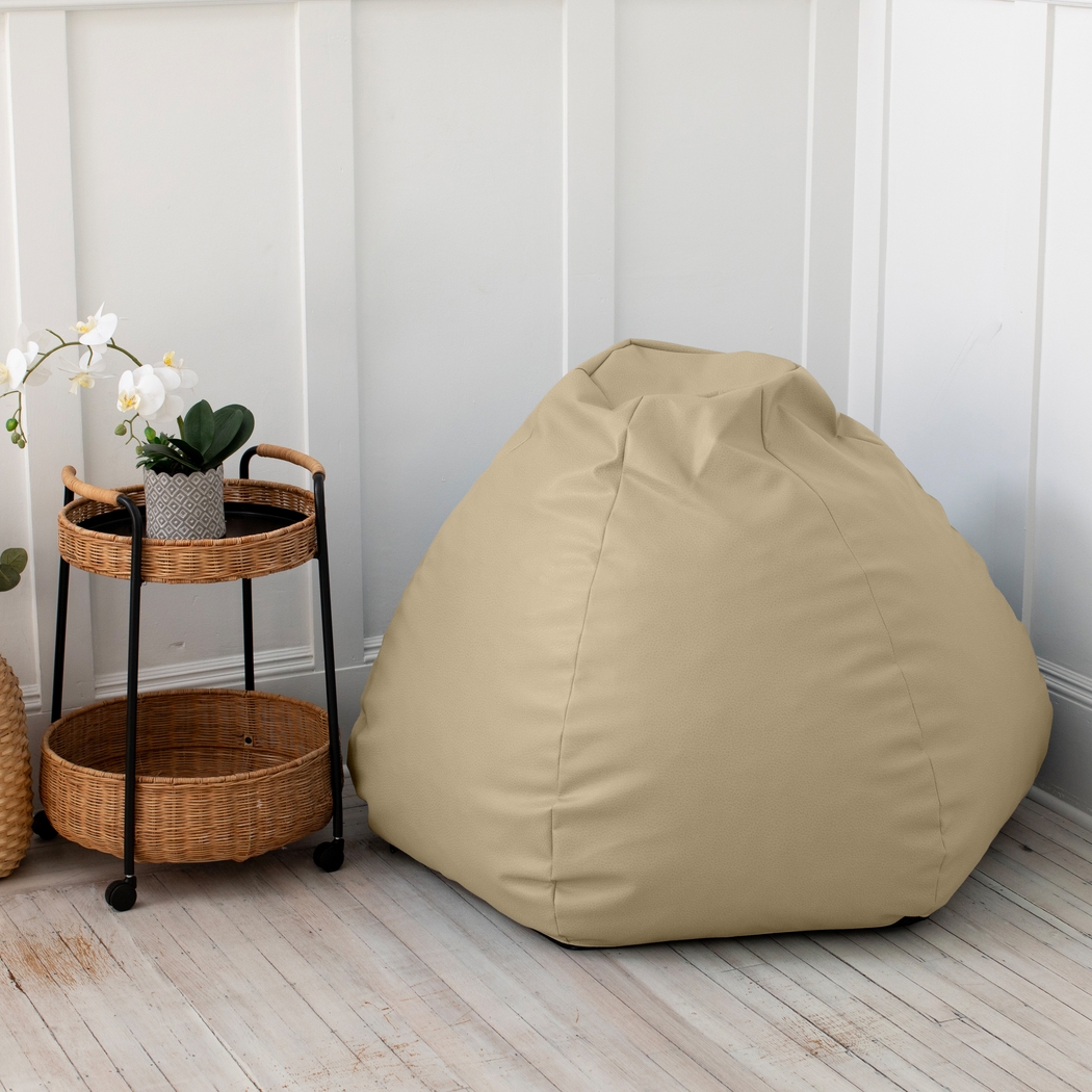 Prasia Beige Bean Bag Chair - Thumbnail - Image 2