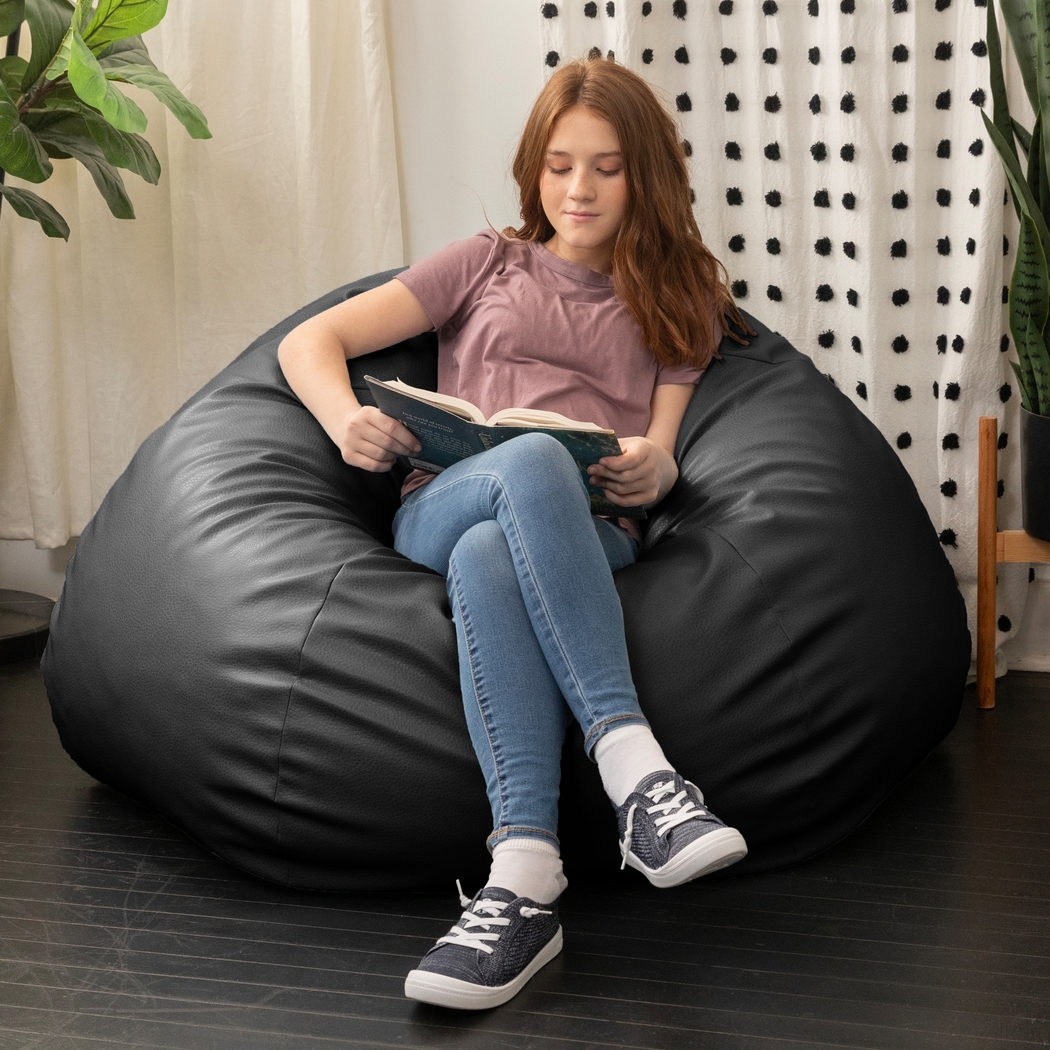 Prasia Black Bean Bag Chair - Thumbnail - Image 5