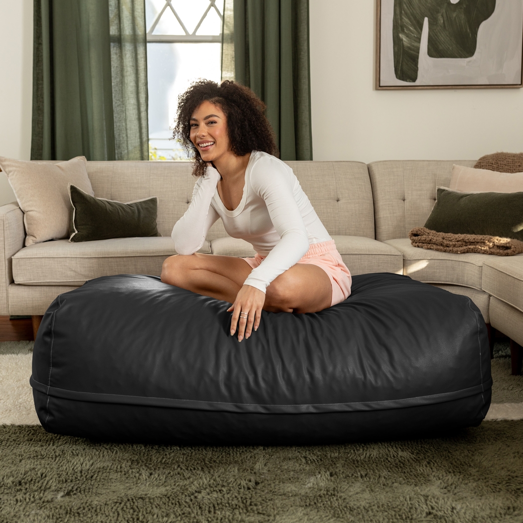 Prasia Black Large Bean Bag Chair - Thumbnail - Image 4
