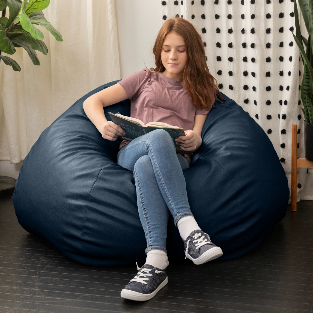 Prasia Blue Bean Bag Chair - Thumbnail - Image 5