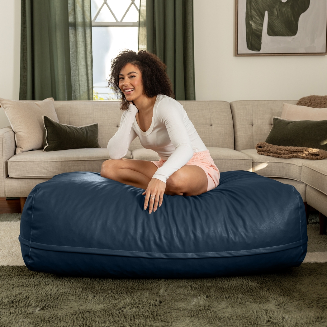Prasia Blue Large Bean Bag Chair - Thumbnail - Image 4