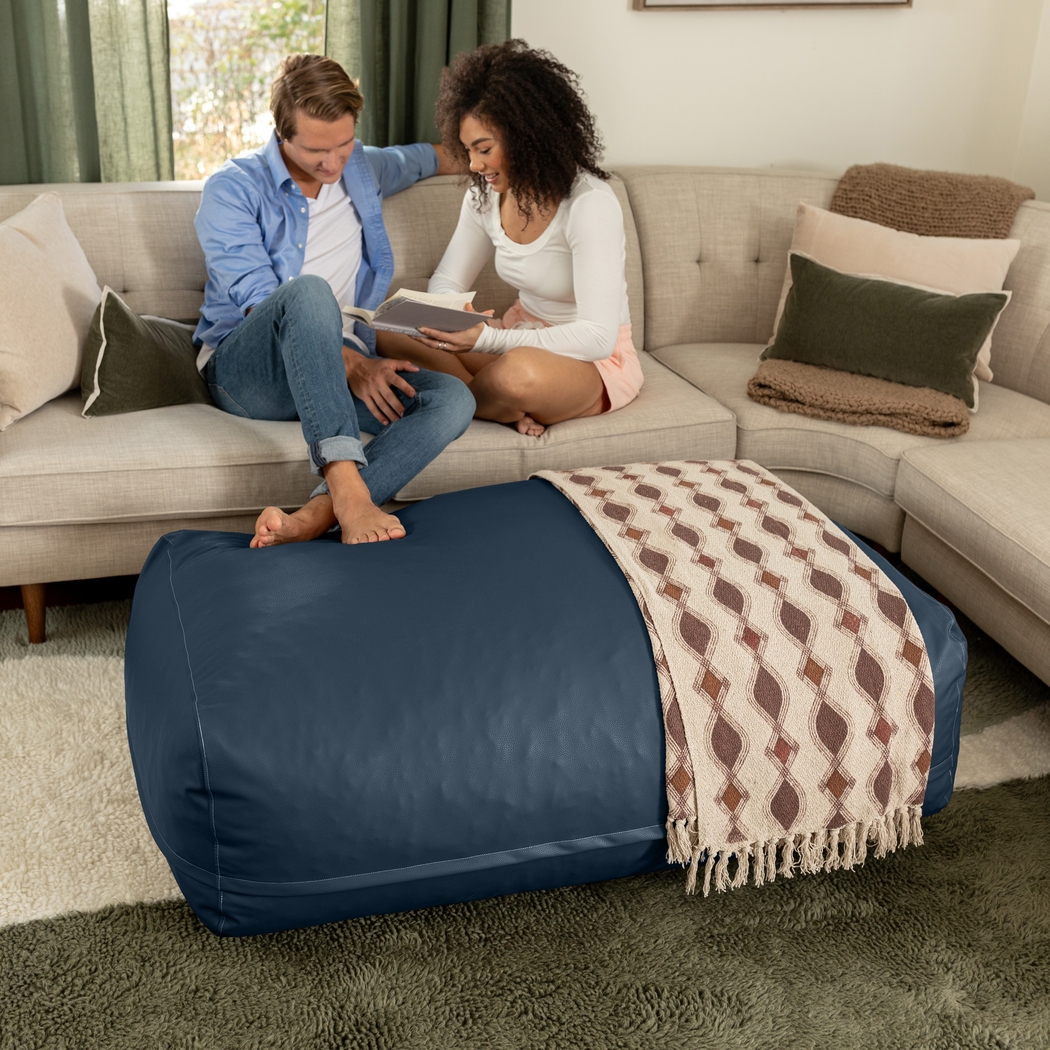 Prasia Blue Large Bean Bag Chair - Thumbnail - Image 6