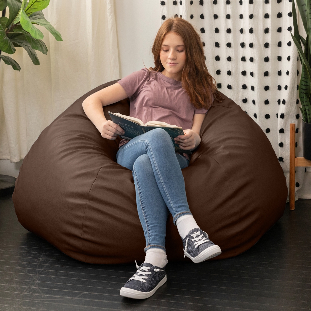 Prasia Brown Bean Bag Chair - Thumbnail - Image 5