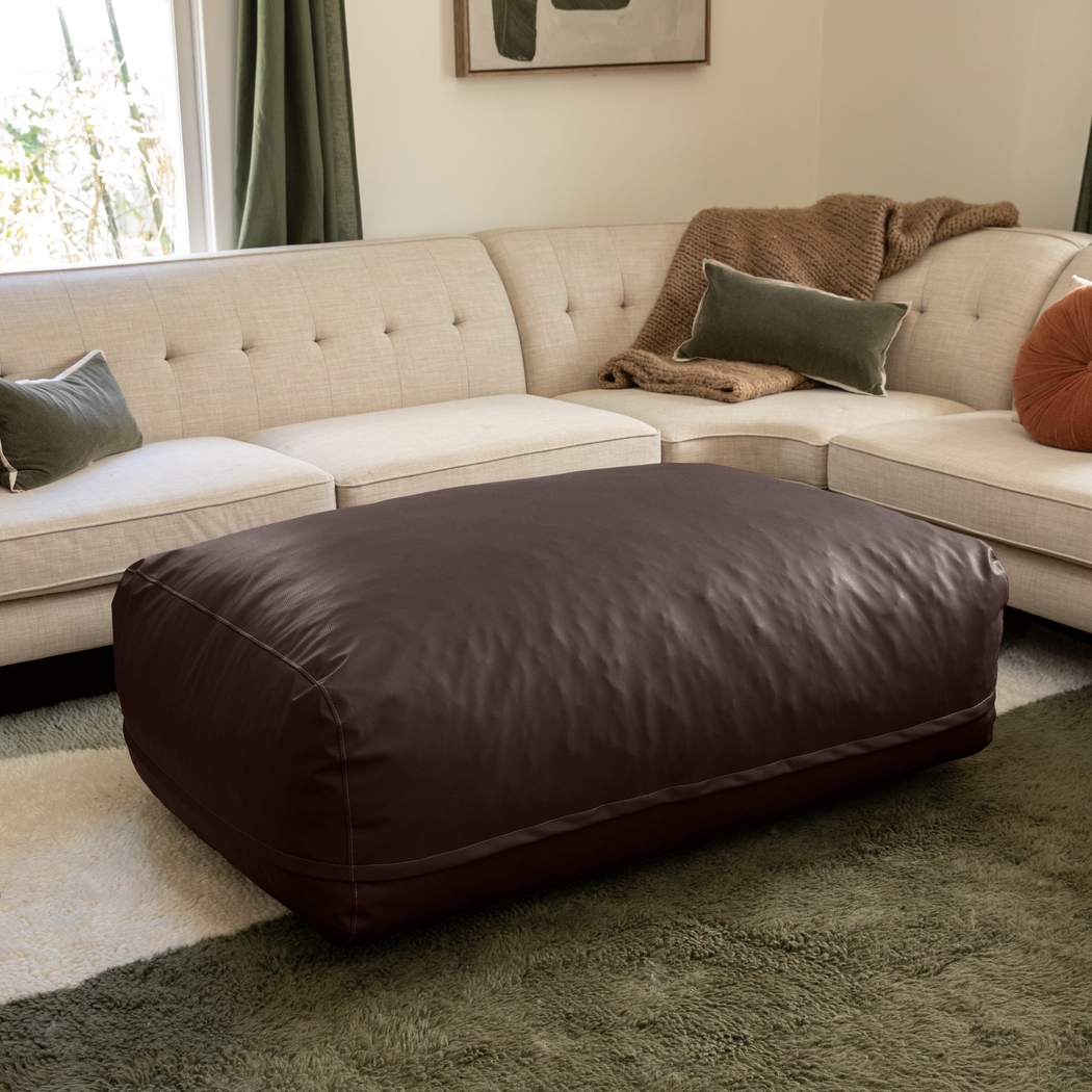 Prasia Brown Large Bean Bag Chair - Thumbnail - Image 2