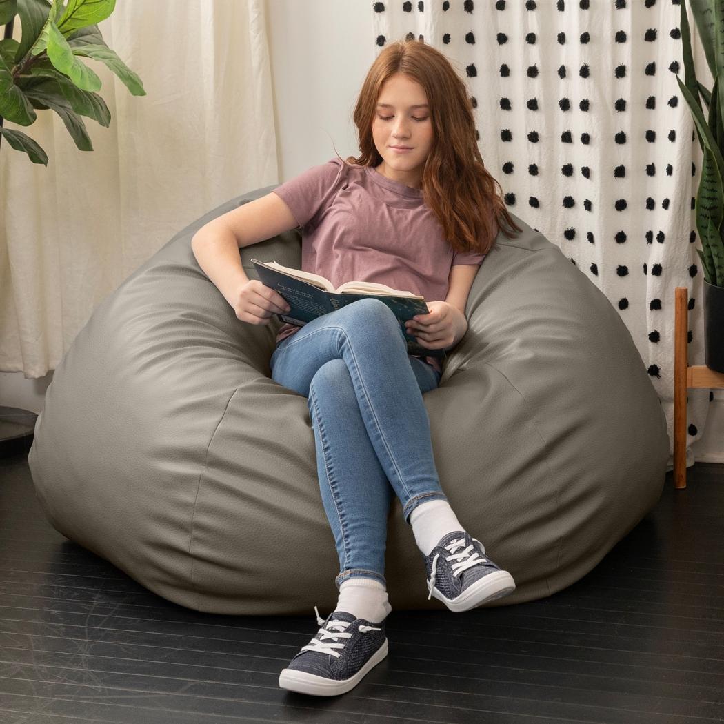 Prasia Gray Bean Bag Chair - Thumbnail - Image 5