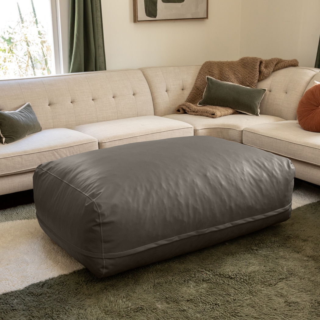 Prasia Gray Large Bean Bag Chair - Thumbnail - Image 2