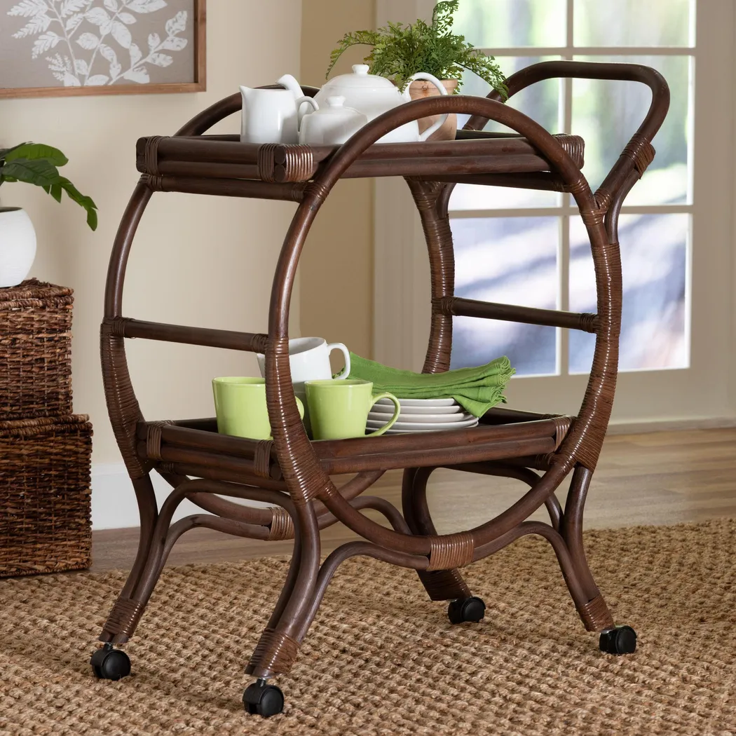Prasoe Brown Kitchen Cart - Thumbnail - Image 2