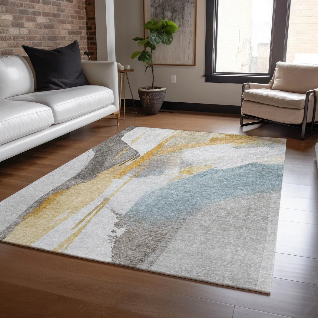 Pratin Gold 8' x 10' Machine Washable Rug - Thumbnail - Image 2