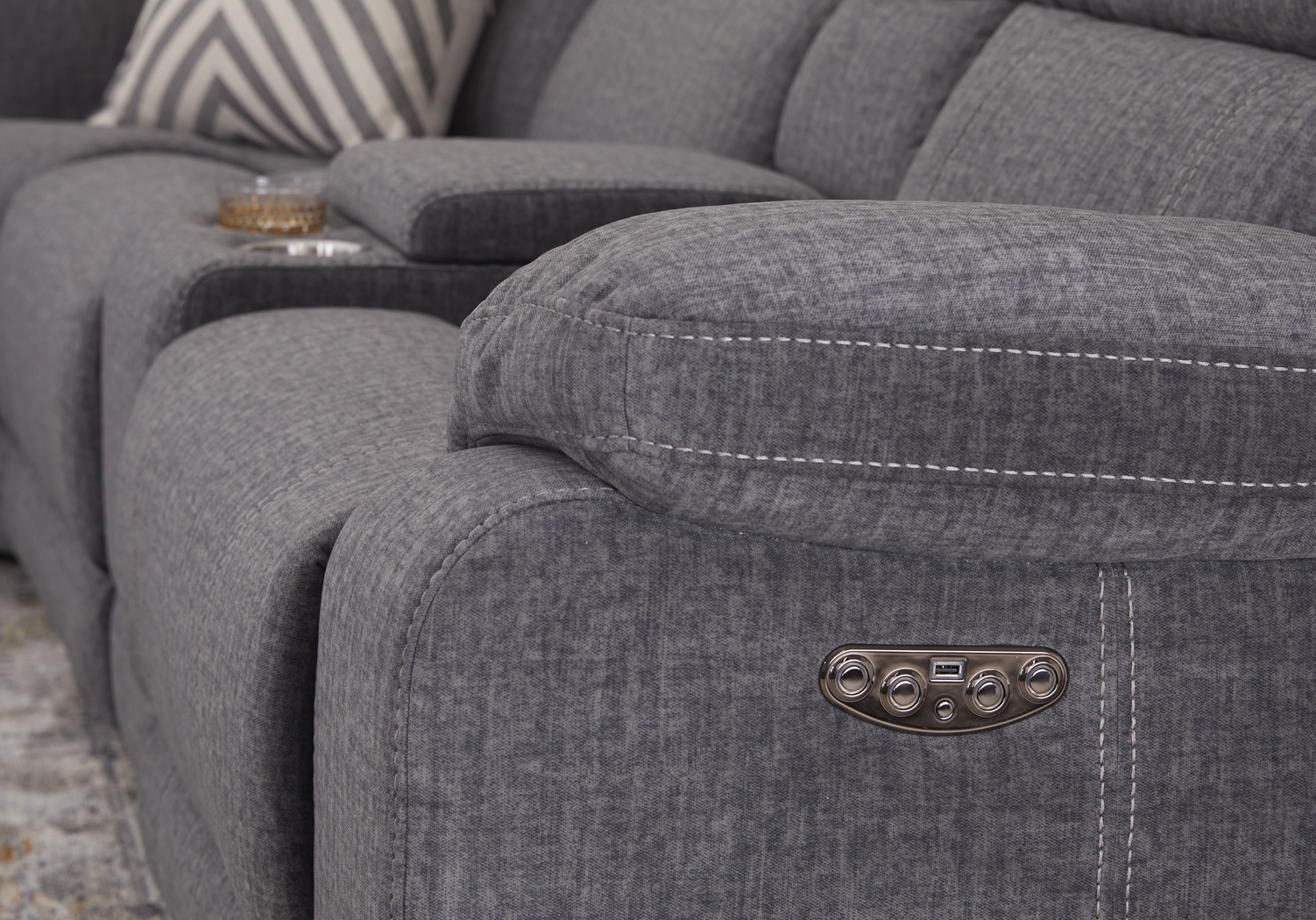 Prescott Point Gray 6 Pc Power Reclining Sectional - Thumbnail - Image 4