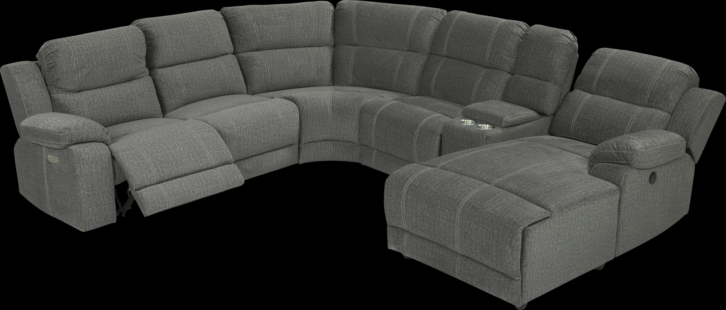 Prescott Point Gray 6 Pc Power Reclining Sectional - Thumbnail - Image 3