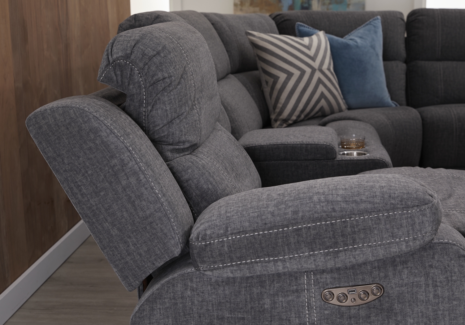 Prescott Point Gray 9 Pc Power Reclining Sectional - Thumbnail - Image 5