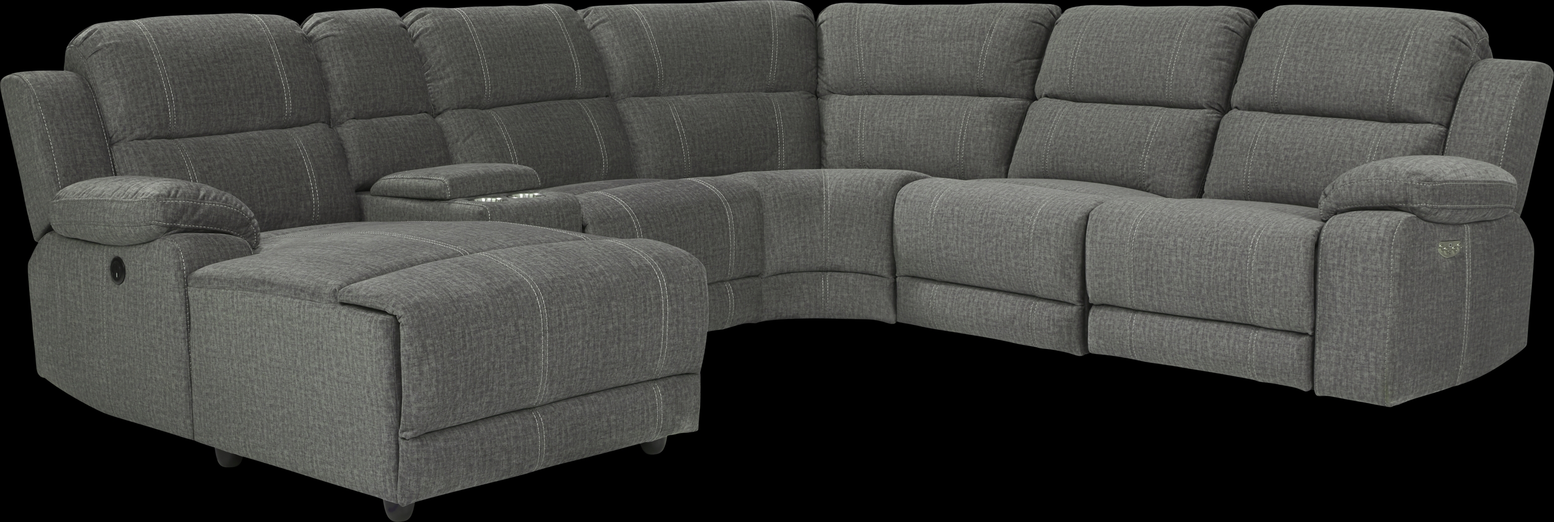 Prescott Point Gray 6 Pc Power Reclining Sectional - Thumbnail - Image 1