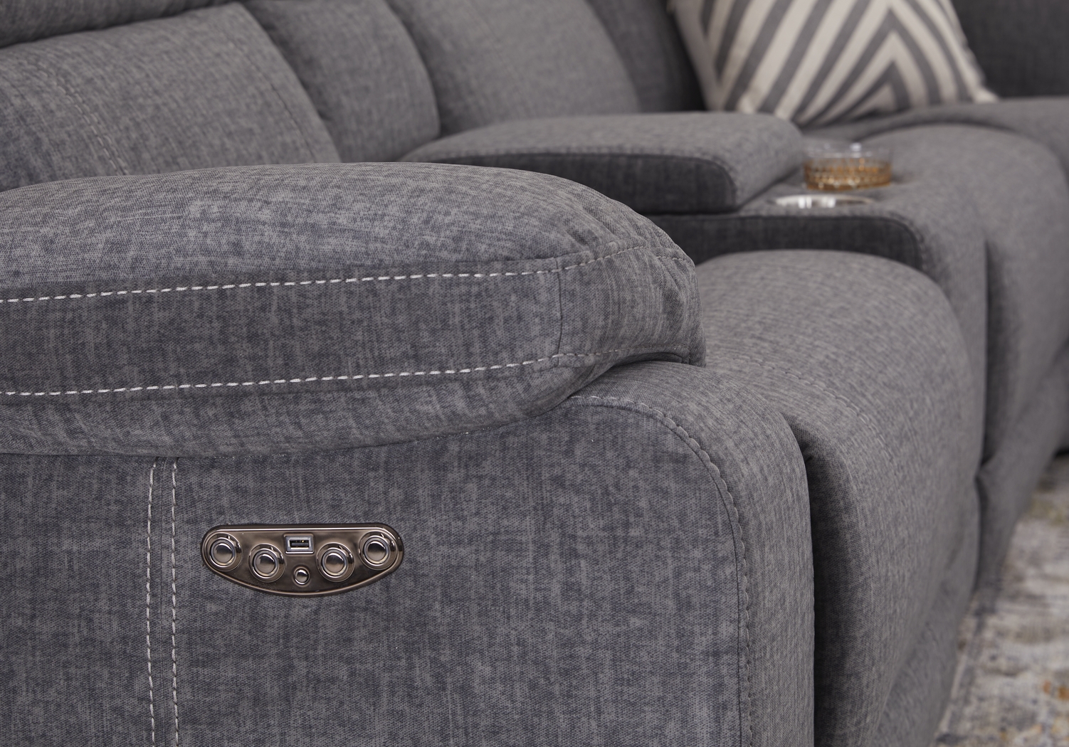 Prescott Point Gray 6 Pc Power Reclining Sectional - Thumbnail - Image 4