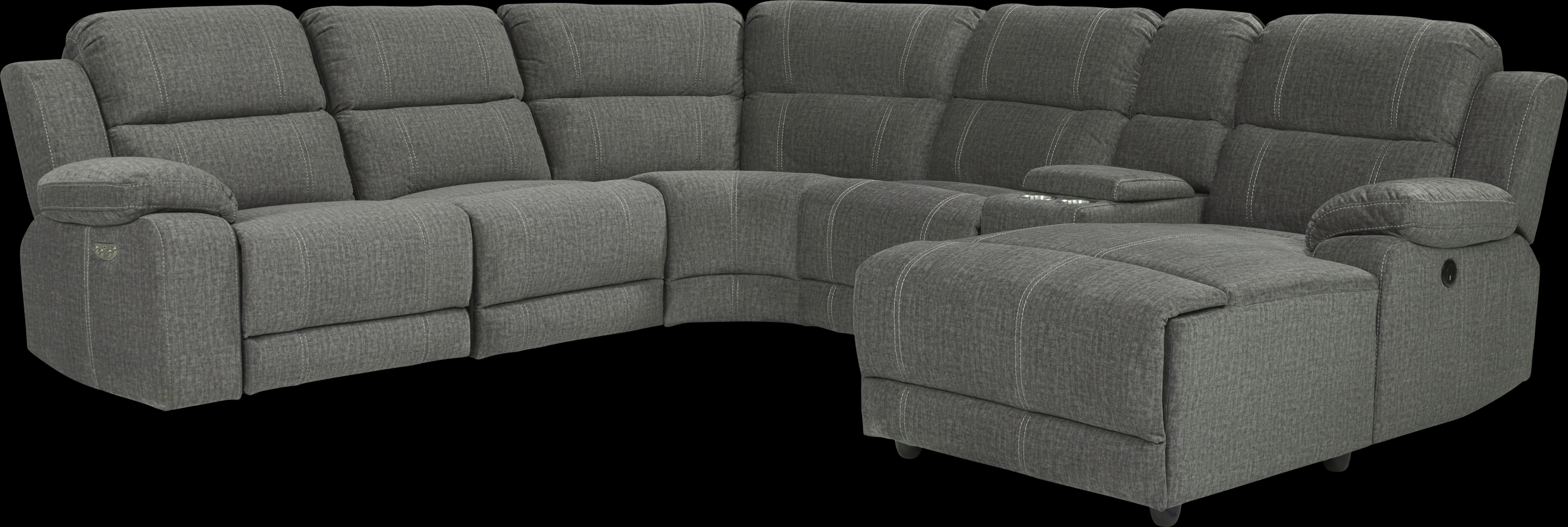 Prescott Point Gray 6 Pc Power Reclining Sectional - Thumbnail - Image 1