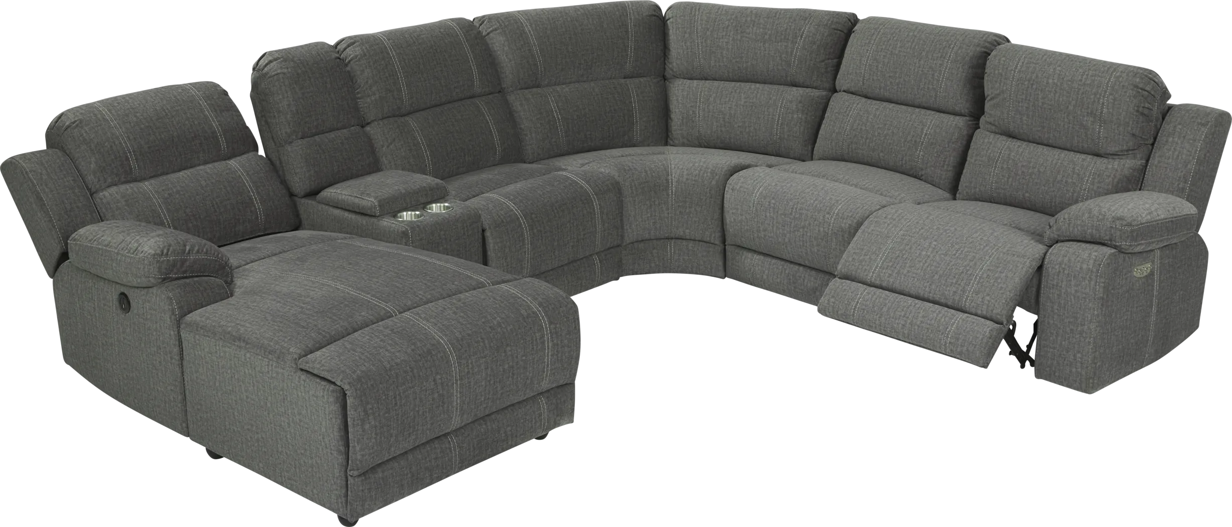 Prescott Point Gray 6 Pc Power Reclining Sectional - Thumbnail - Image 3