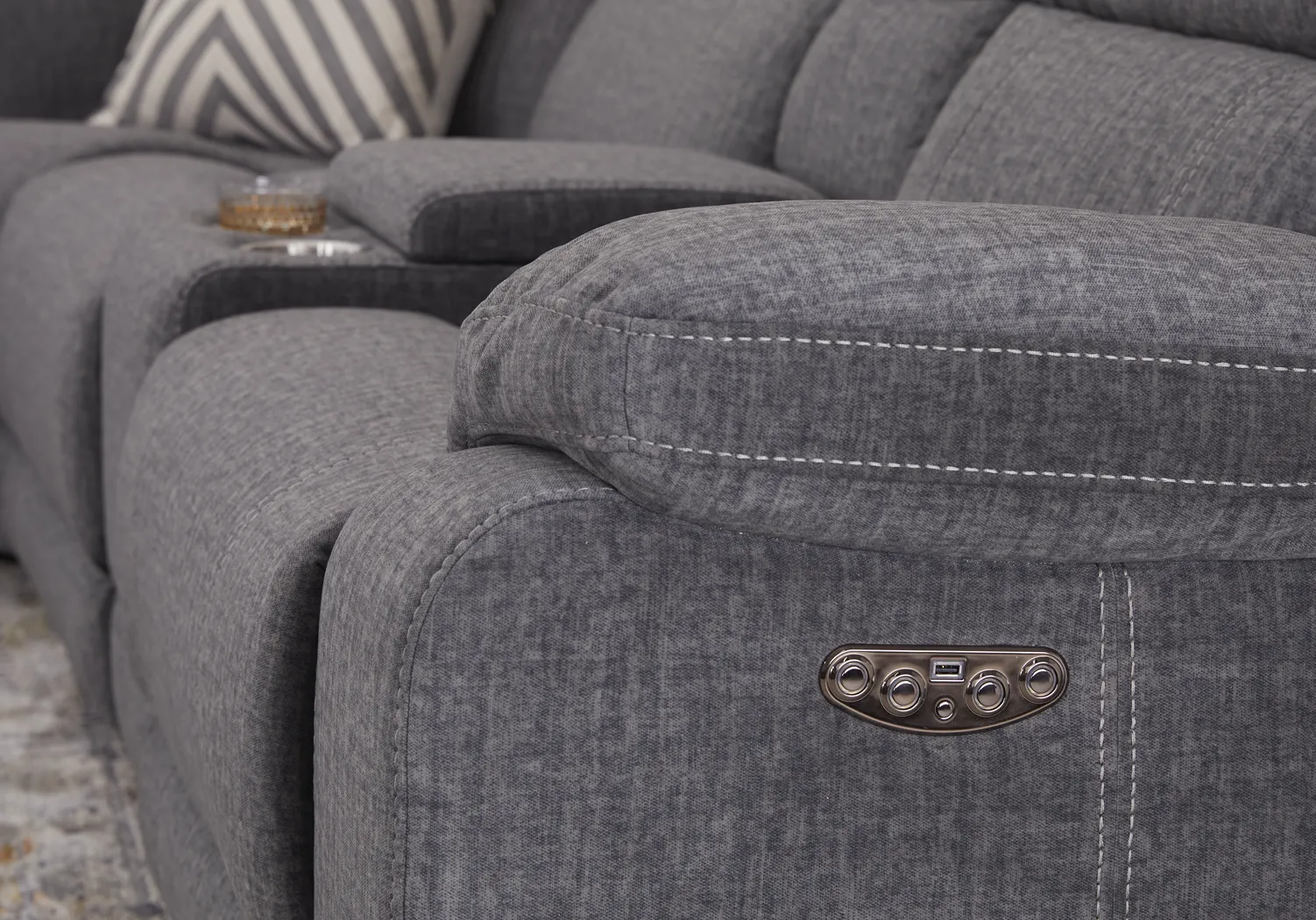 Prescott Point Gray 6 Pc Power Reclining Sectional - Thumbnail - Image 4