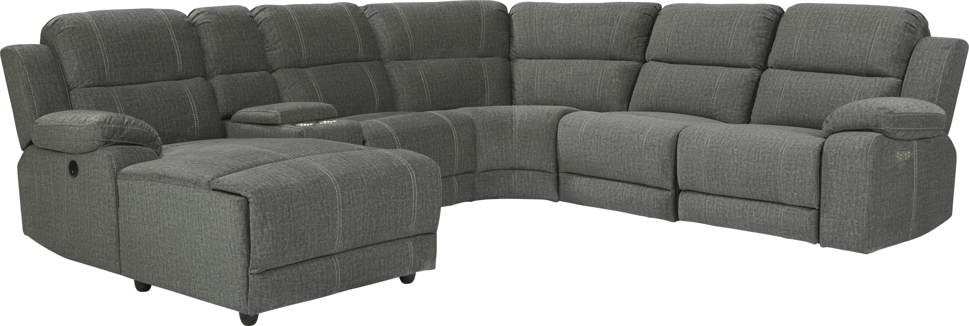 Prescott Point Gray 6 Pc Power Reclining Sectional - Thumbnail - Image 1