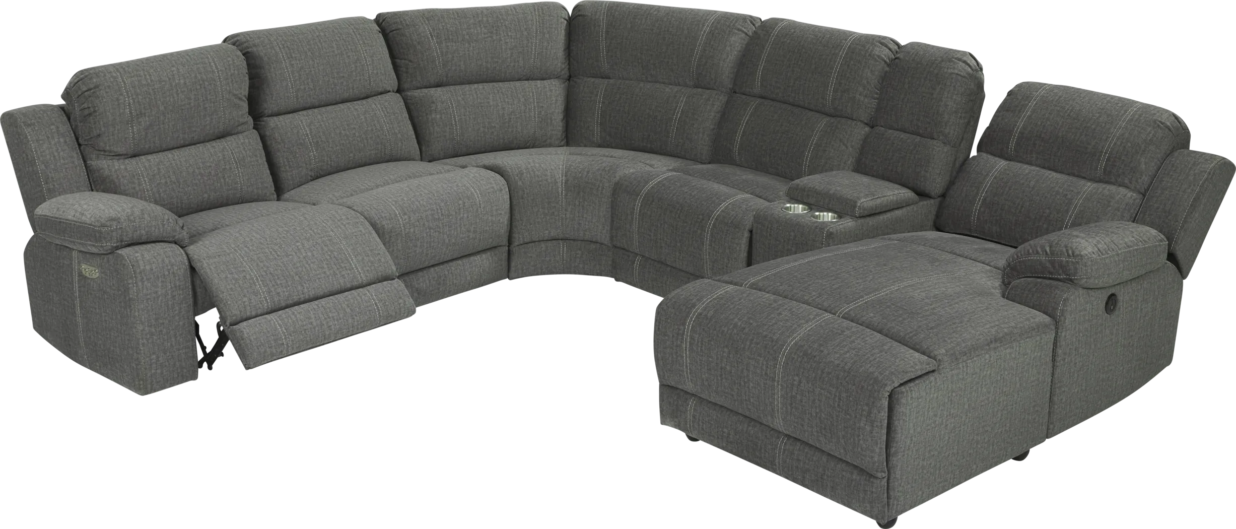 Prescott Point Gray 6 Pc Power Reclining Sectional - Thumbnail - Image 3