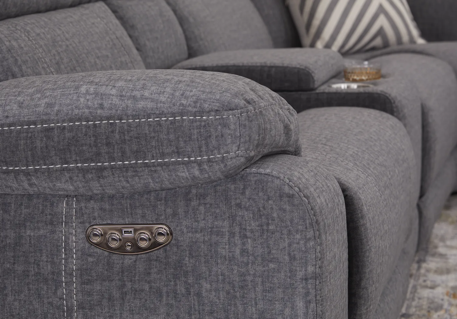 Prescott Point Gray 6 Pc Power Reclining Sectional - Thumbnail - Image 4