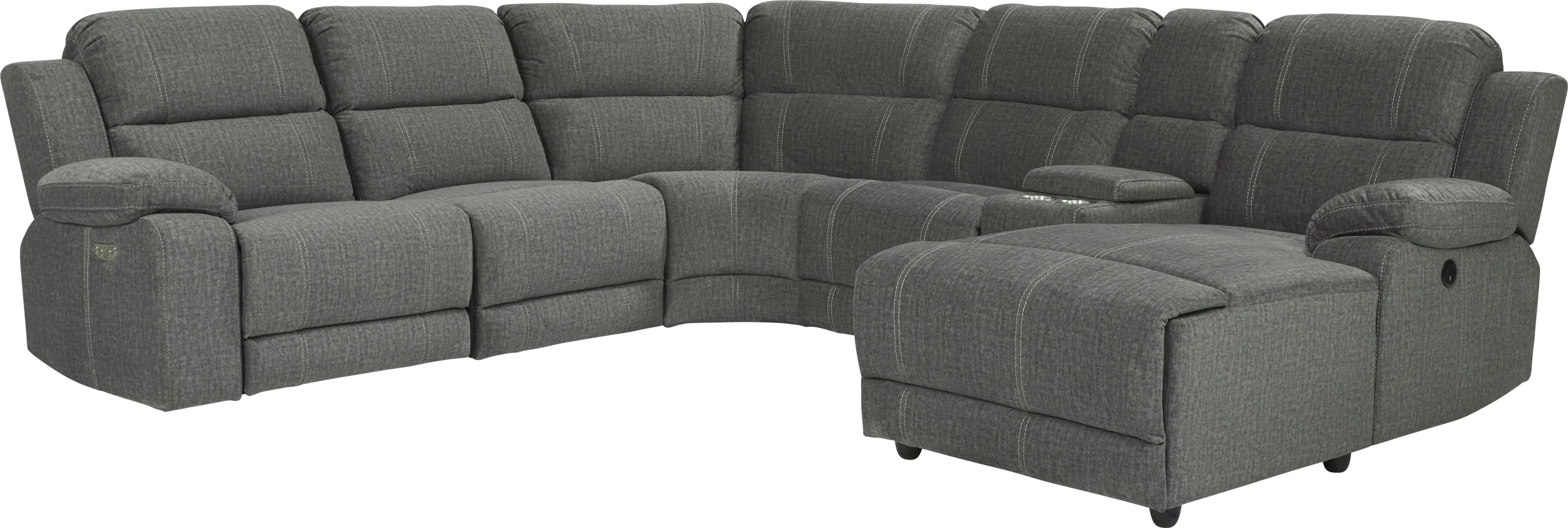 Prescott Point Gray 7 Pc Power Reclining Sectional Living Room - Thumbnail - Image 2